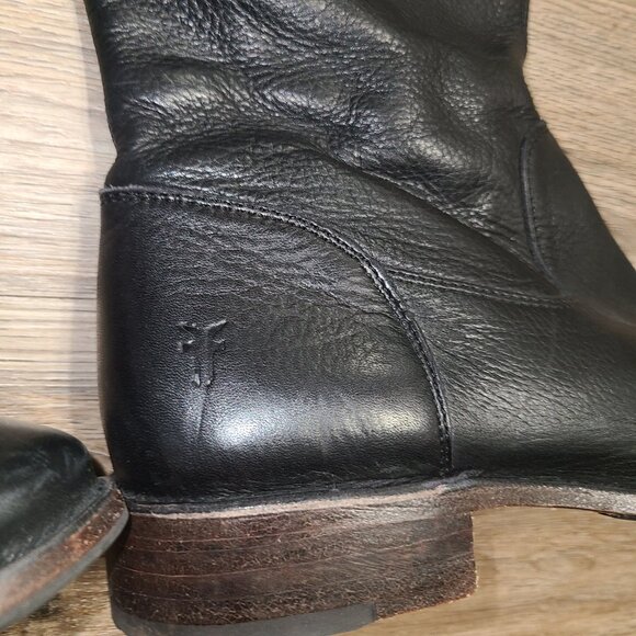 FRYE women 8B Shirley Over the Knee Riding Leather Boots Black Zip-inside - Picture 4 of 10